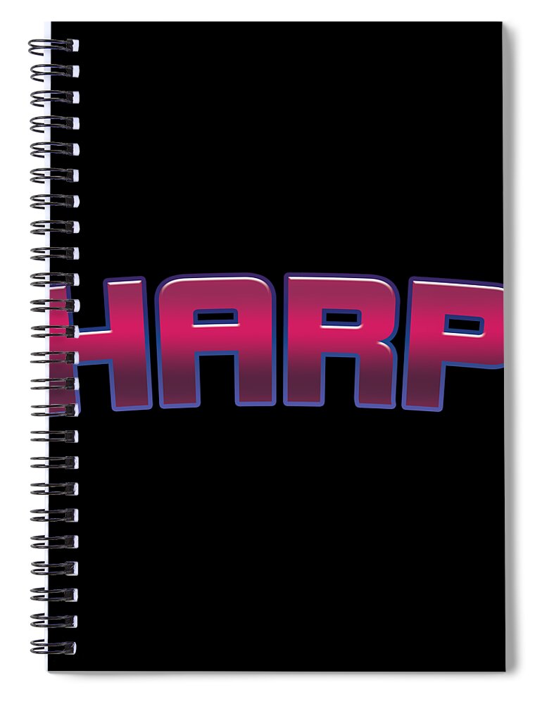 Harp Spiral Notebook featuring the digital art Harp #Harp by TintoDesigns