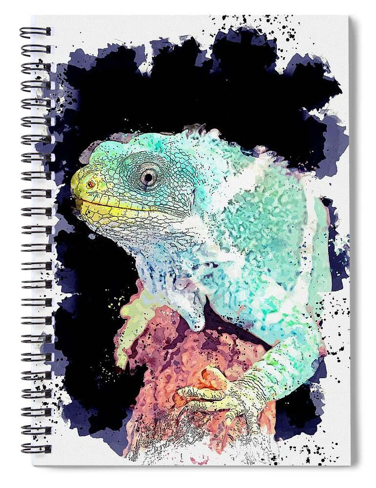 Crocodile Spiral Notebook featuring the painting Hartley's Crocodile Adventures, Wangetti, Australia - watercolor by Adam Asar by Celestial Images