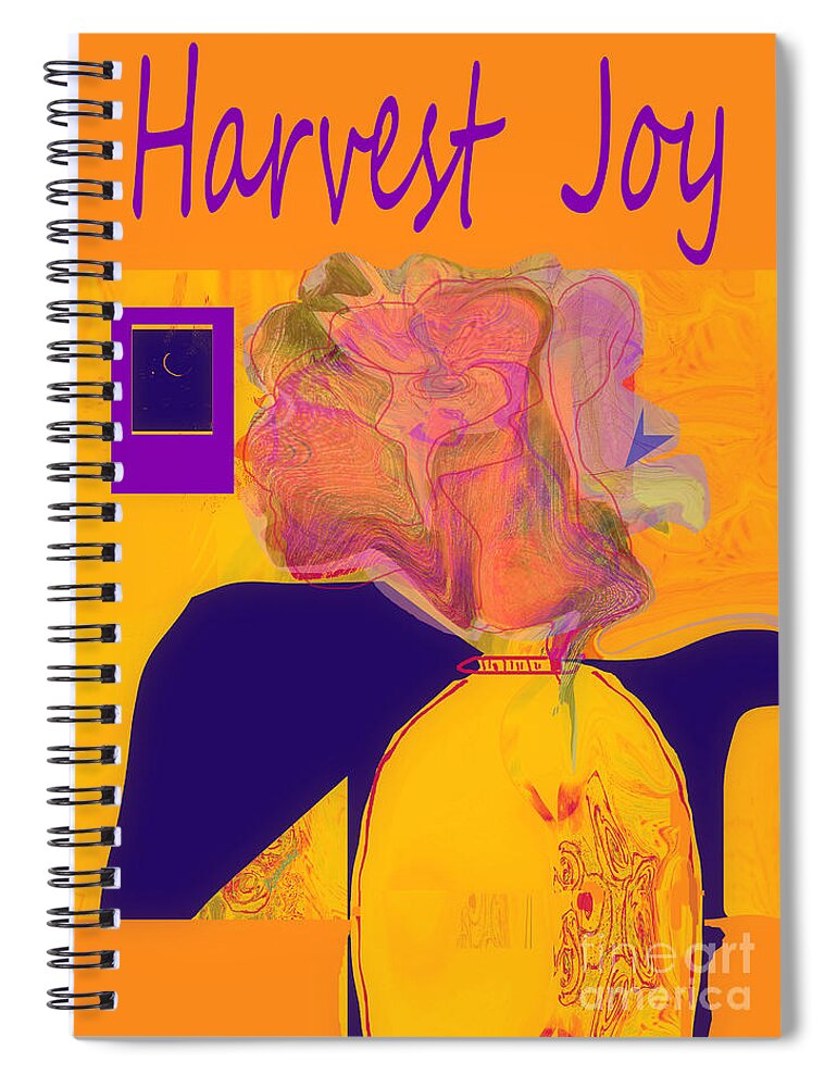 Vase Spiral Notebook featuring the mixed media Harvest Joy Greetings by Zsanan Studio