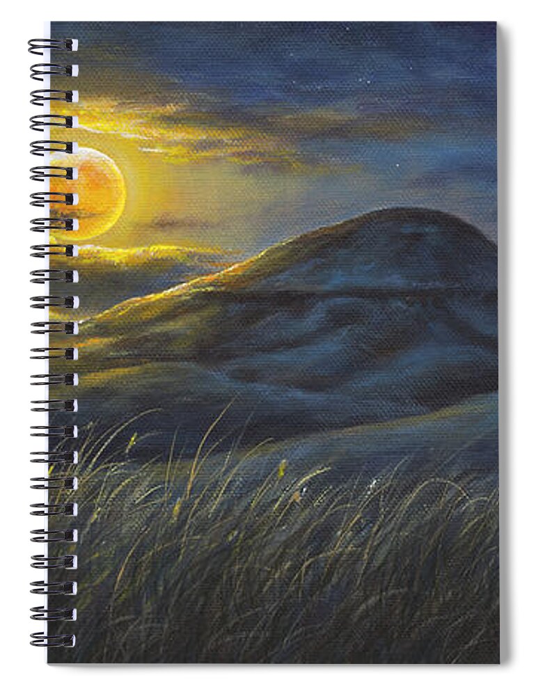 Belt Spiral Notebook featuring the painting Harvest Moon by Kim Lockman
