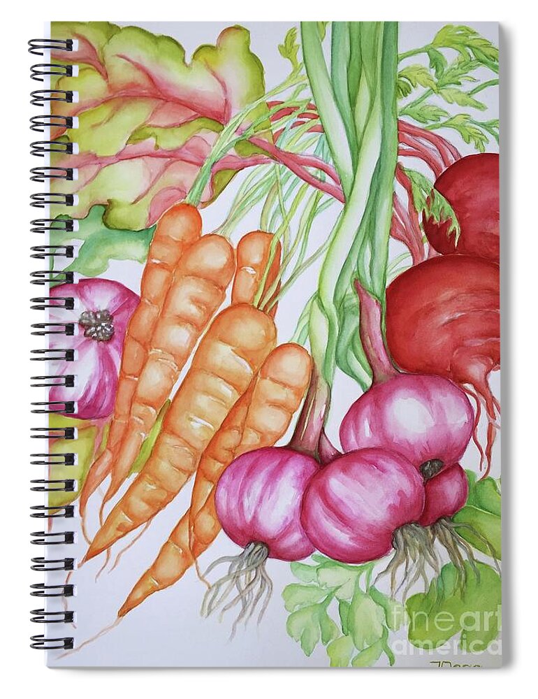 Vegetables Spiral Notebook featuring the painting Harvesting vegetables by Inese Poga