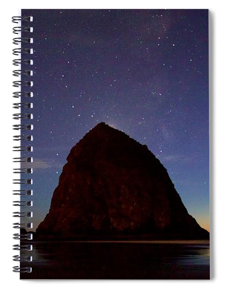 Oregon Spiral Notebook featuring the photograph Haystack Night Sky by Todd Kreuter