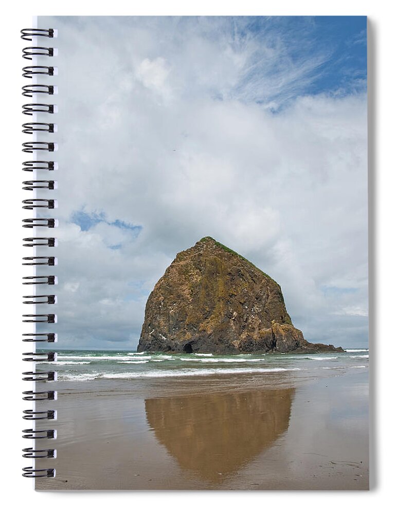 Scenics Spiral Notebook featuring the photograph Haystack Rock by Jeffgoulden