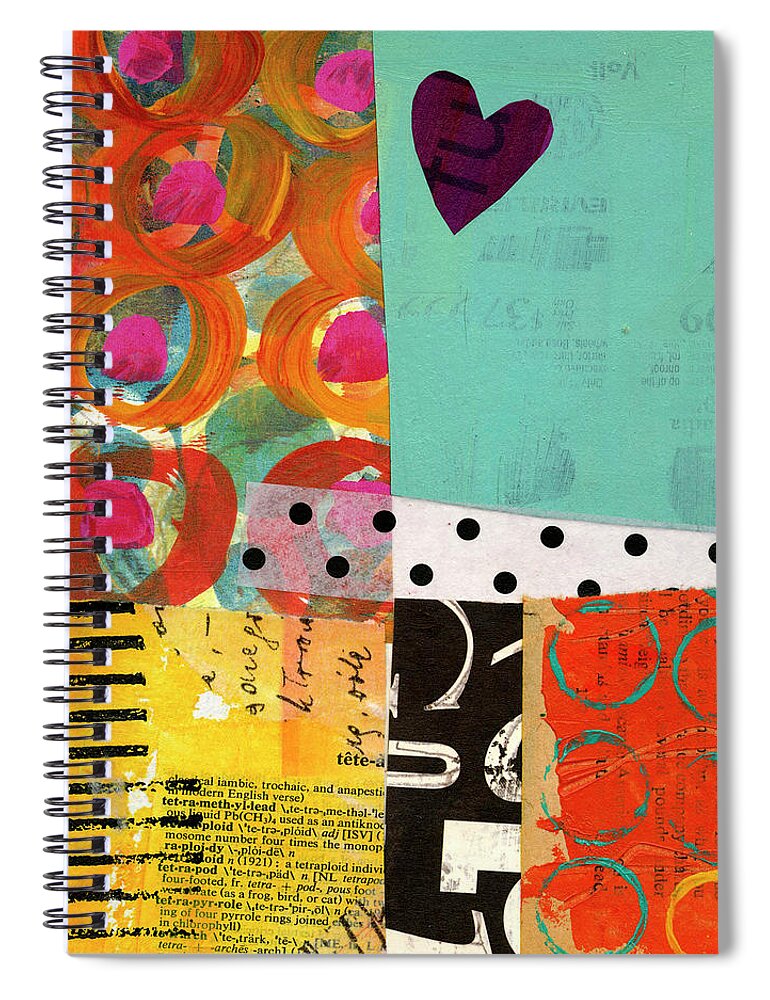 Abstract Art Spiral Notebook featuring the painting Heart Collage #4 by Jane Davies