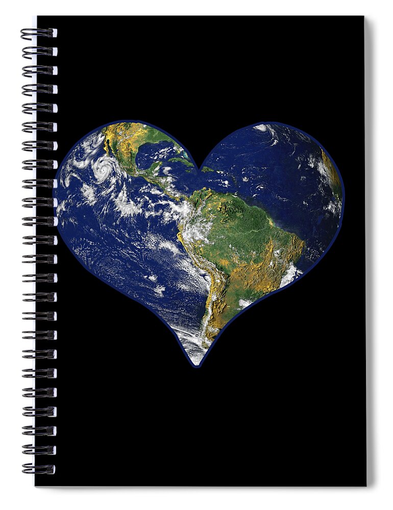 Funny Spiral Notebook featuring the digital art Heart Earth Love by Flippin Sweet Gear