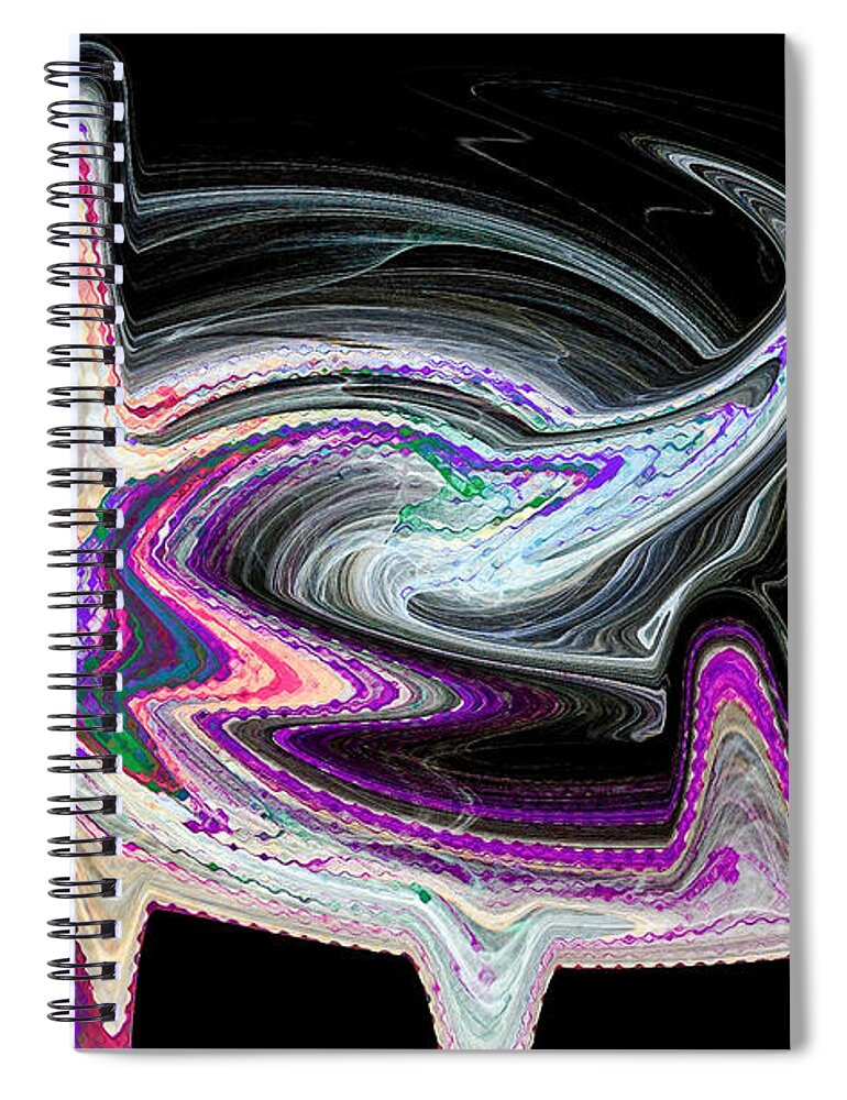 Heart Spiral Notebook featuring the digital art Heart Monitor Waveform Abstract Purple by Don Northup