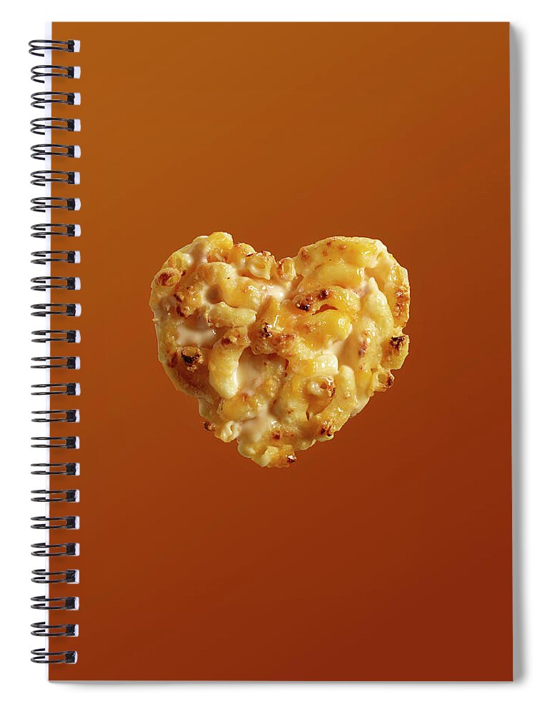 Cheese Spiral Notebook featuring the photograph Heart Shaped Macaroni And Cheese On by Maren Caruso