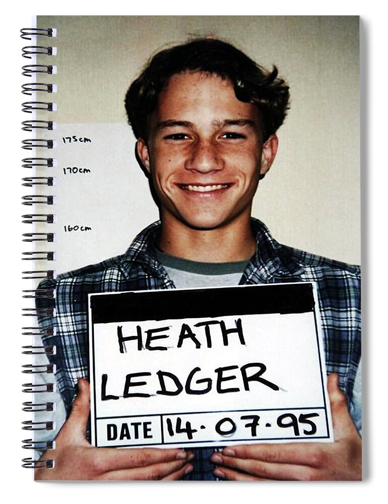 Heath Spiral Notebook featuring the photograph Heath Ledger Mugshot by Bill Cannon