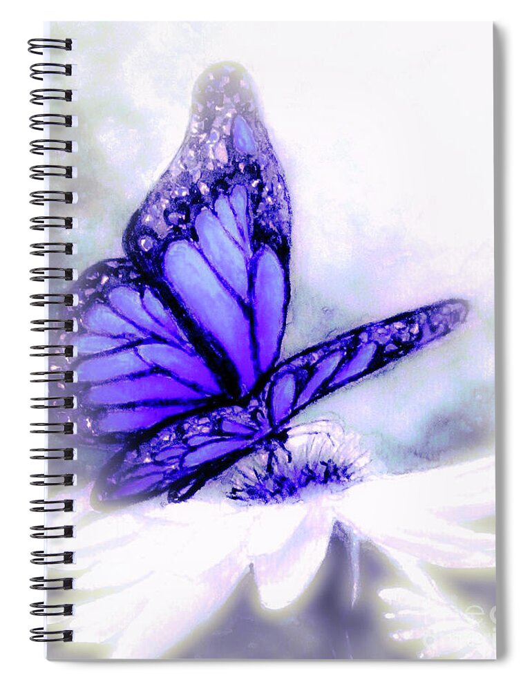 Blue And Lavender Butterfly Spiral Notebook featuring the painting Blue Heaven by Hazel Holland
