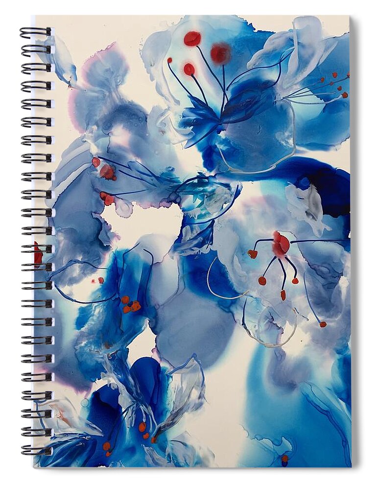 Flow Spiral Notebook featuring the painting Heavenly Blue by Bonny Butler