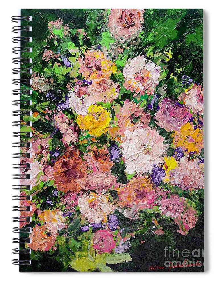 Flower Spiral Notebook featuring the painting Heavenly Garden by Allan P Friedlander