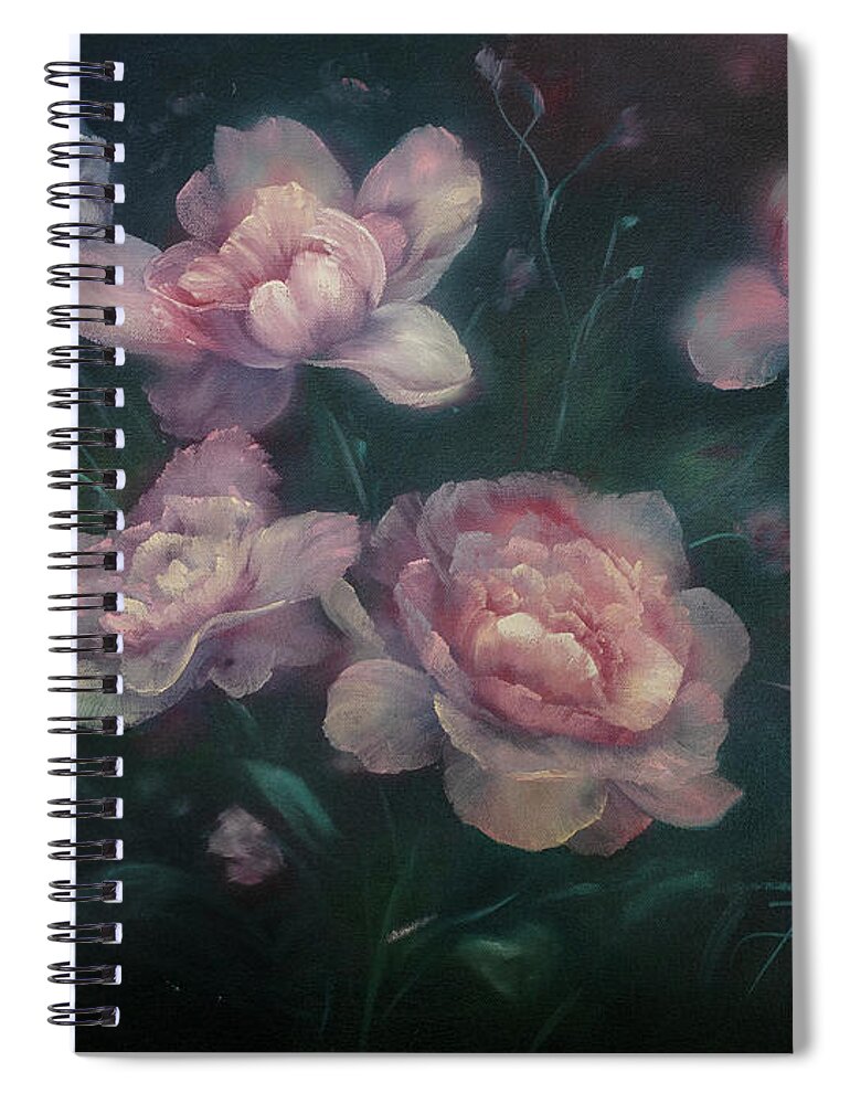 Pink Peonies Spiral Notebook featuring the painting Heavenly Pink Peonies by Lynne Pittard