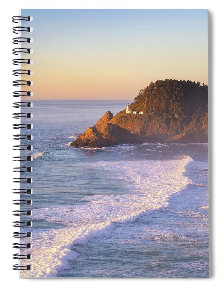 Sunset Spiral Notebook featuring the photograph Heceta Light by Darren White