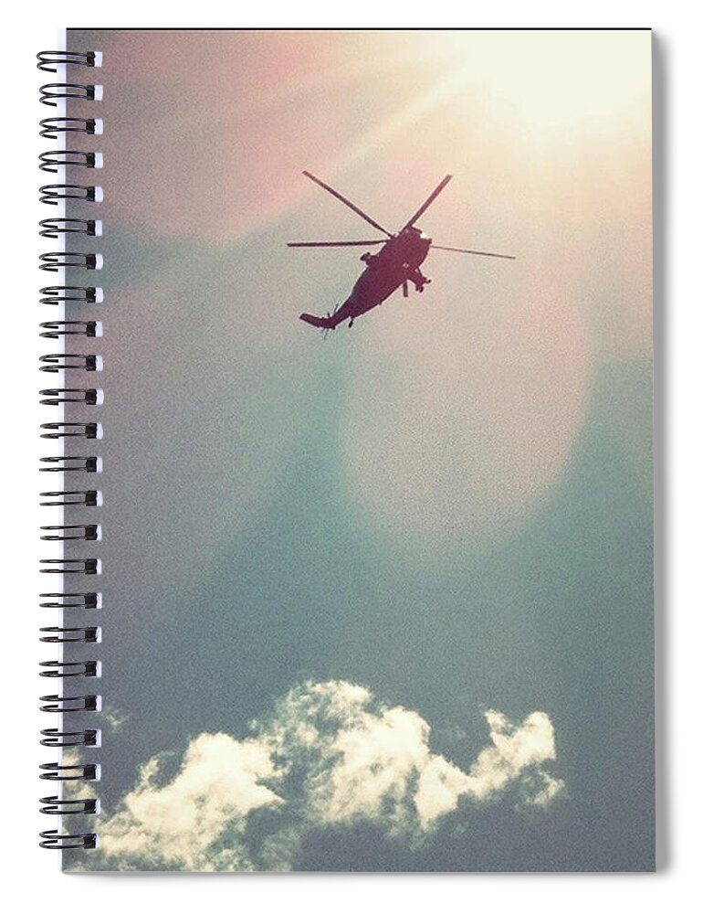 Mid-air Spiral Notebook featuring the photograph Helicopter Hovering Overhead by Jill Tindall