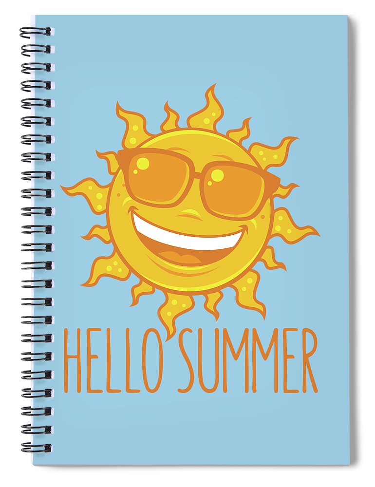 Beach Spiral Notebook featuring the digital art Hello Summer Sun With Sunglasses by John Schwegel