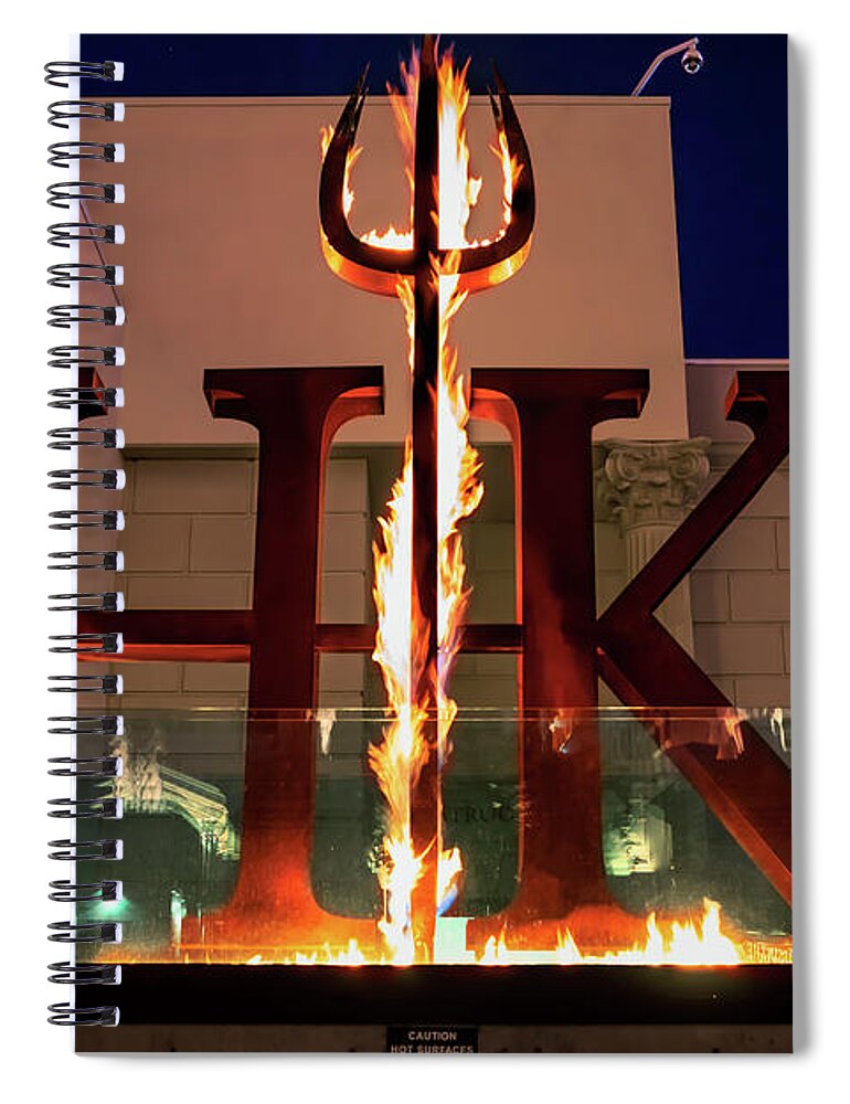 Hells Kitchen Spiral Notebook featuring the photograph Hells Kitchen Burning Logo Las Vegas by Aloha Art