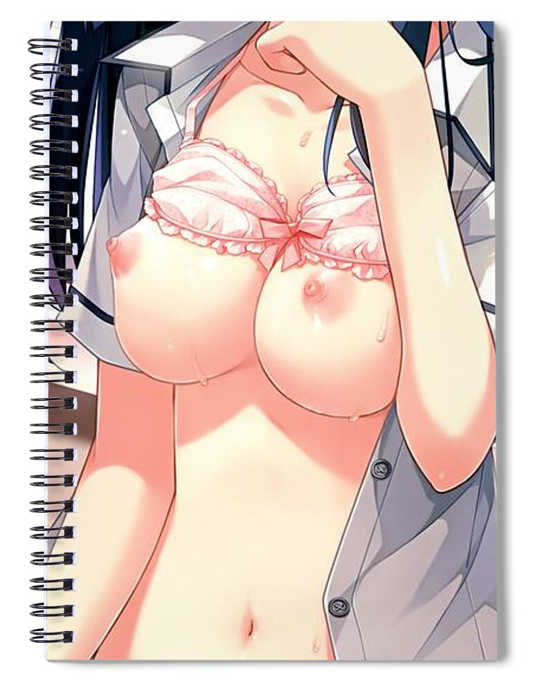High Resolution Spiral Notebook featuring the drawing Hentai Girl Bare Tits Ultra HD by Hi Res