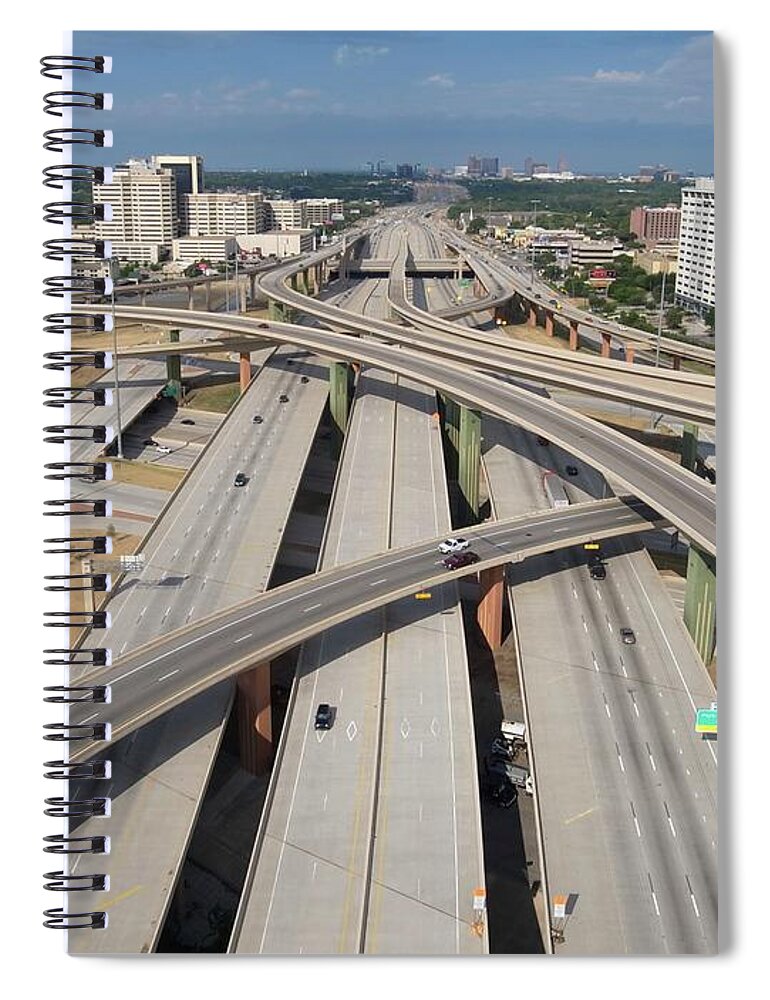 Land Vehicle Spiral Notebook featuring the photograph High Five Interchange, Dallas, Texas by Jeff Attaway