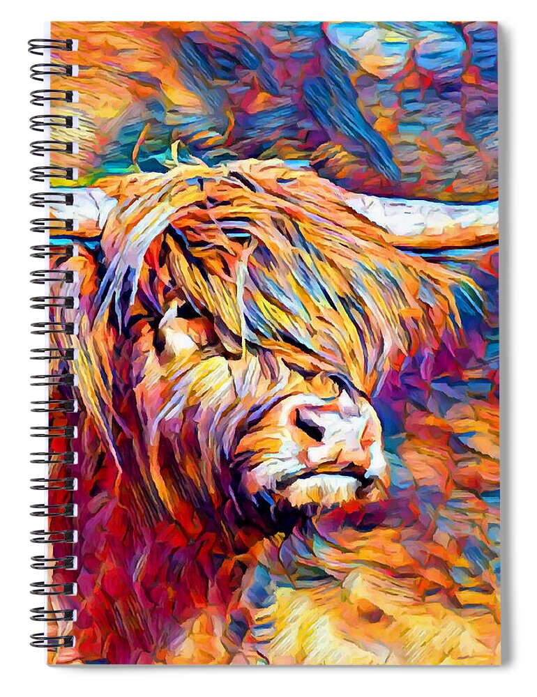 Cow Spiral Notebook featuring the painting Highland Cow 6 by Chris Butler