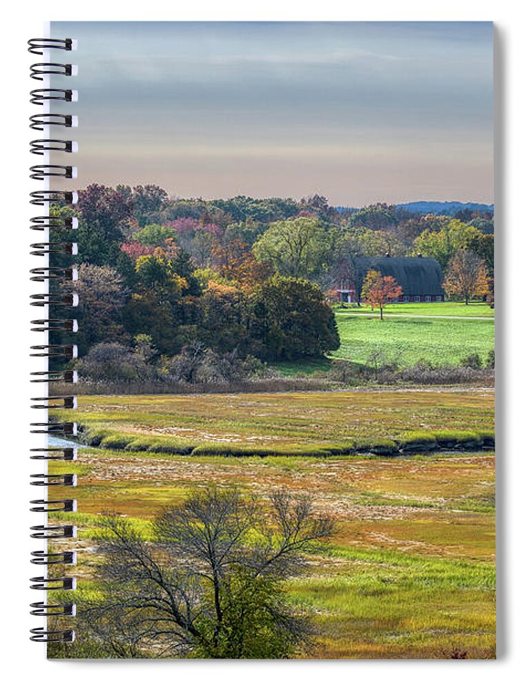 Estuary Spiral Notebook featuring the photograph Hill Top View, Estuary Crane Estate by Michael Hubley