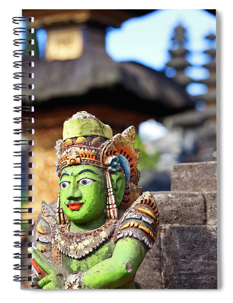 Hinduism Spiral Notebook featuring the photograph Hindu Stone Temple Idol, Kintamani, Bali by John W Banagan