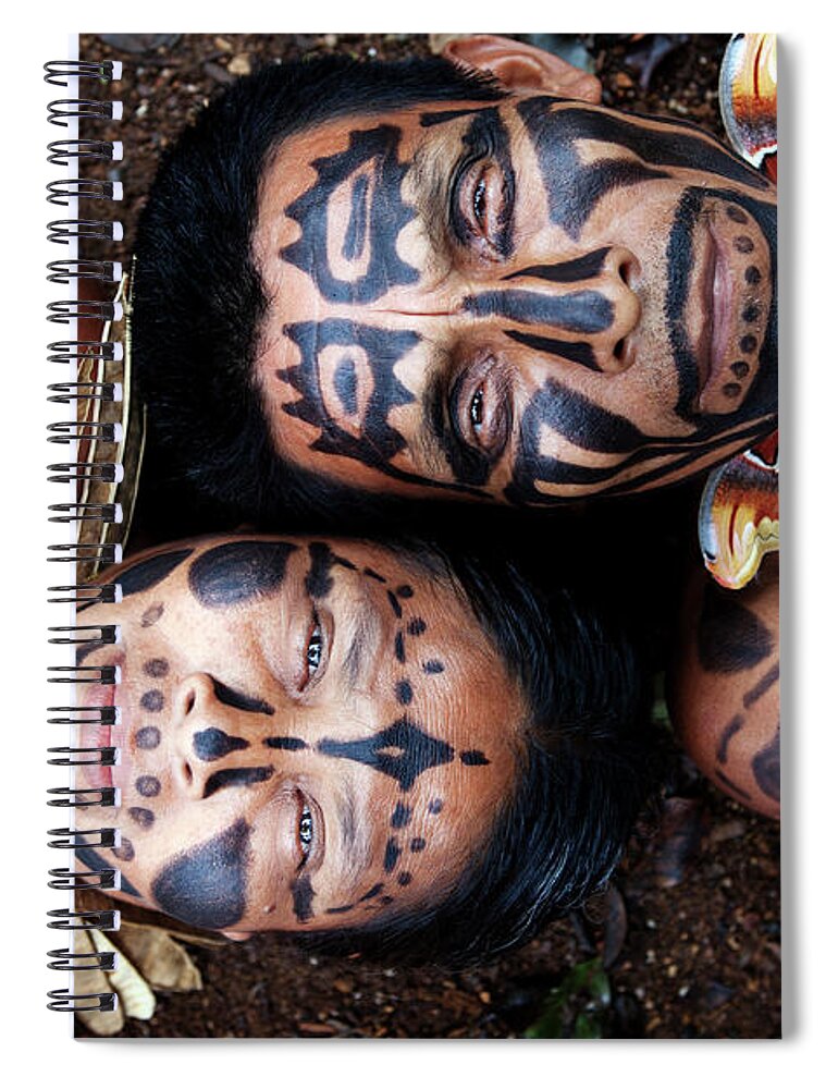 Heterosexual Couple Spiral Notebook featuring the photograph Hispanic Couple With Painted Faces And by Pixelchrome Inc