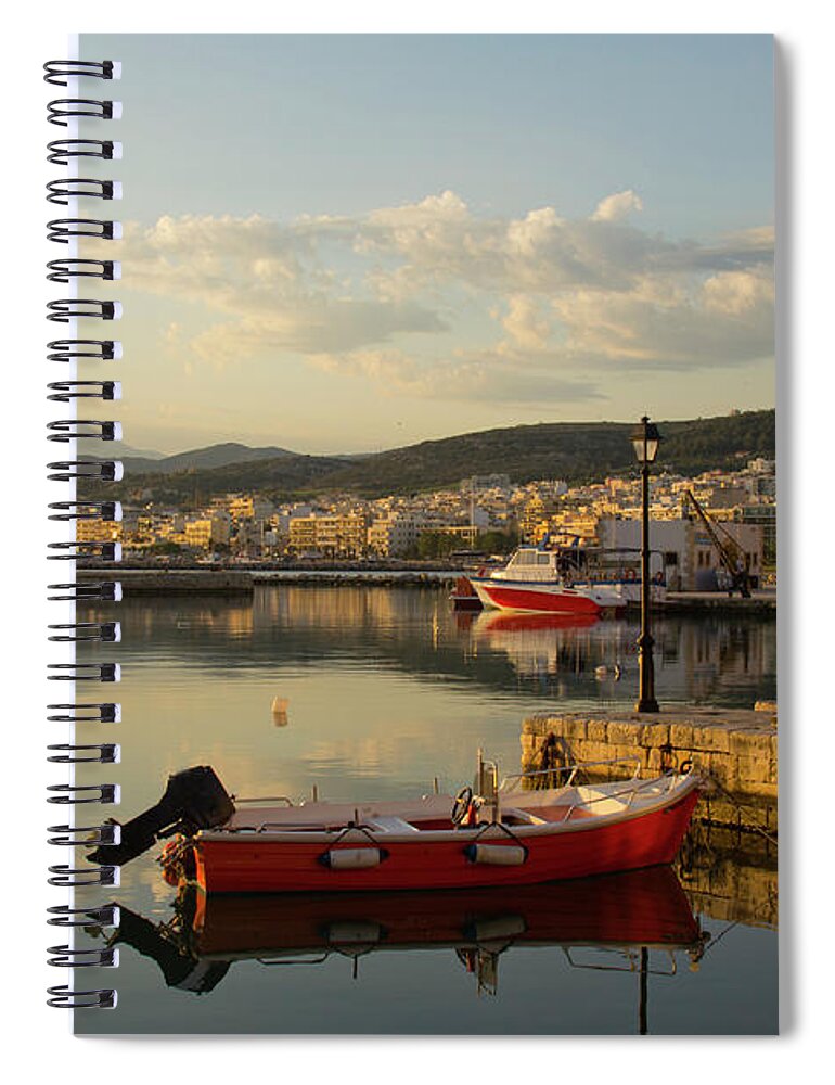 Scenics Spiral Notebook featuring the photograph Historical Rethymnon Harbor On Crete by David Epperson
