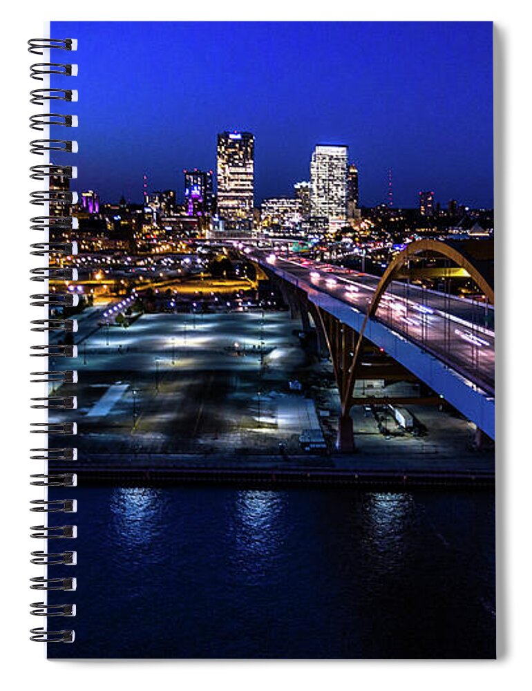 2018 Spiral Notebook featuring the photograph Hoan Bridge at Dusk by Randy Scherkenbach