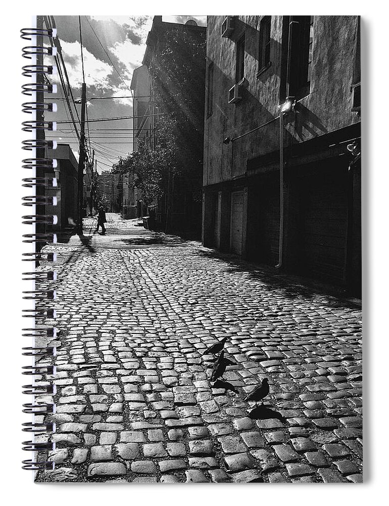 City Spiral Notebook featuring the photograph Hoboken Cobblestones by Frank Winters