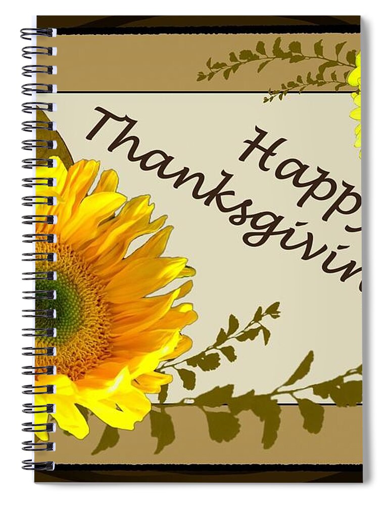 Digital Art Spiral Notebook featuring the digital art Holiday Cards Happy Thanksgiving by Delynn Addams by Delynn Addams