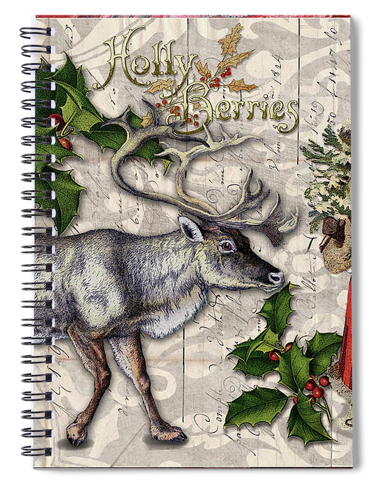  Spiral Notebook featuring the digital art Holly Berries by Terry Kirkland Cook