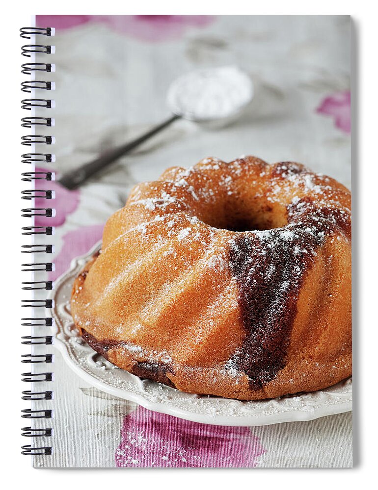 Temptation Spiral Notebook featuring the photograph Homemade Cake With Chocolate by Oxana Denezhkina
