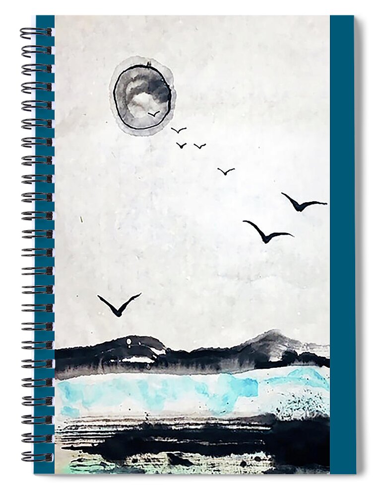 Seascape Spiral Notebook featuring the painting Homeward Bound by Casey Shannon