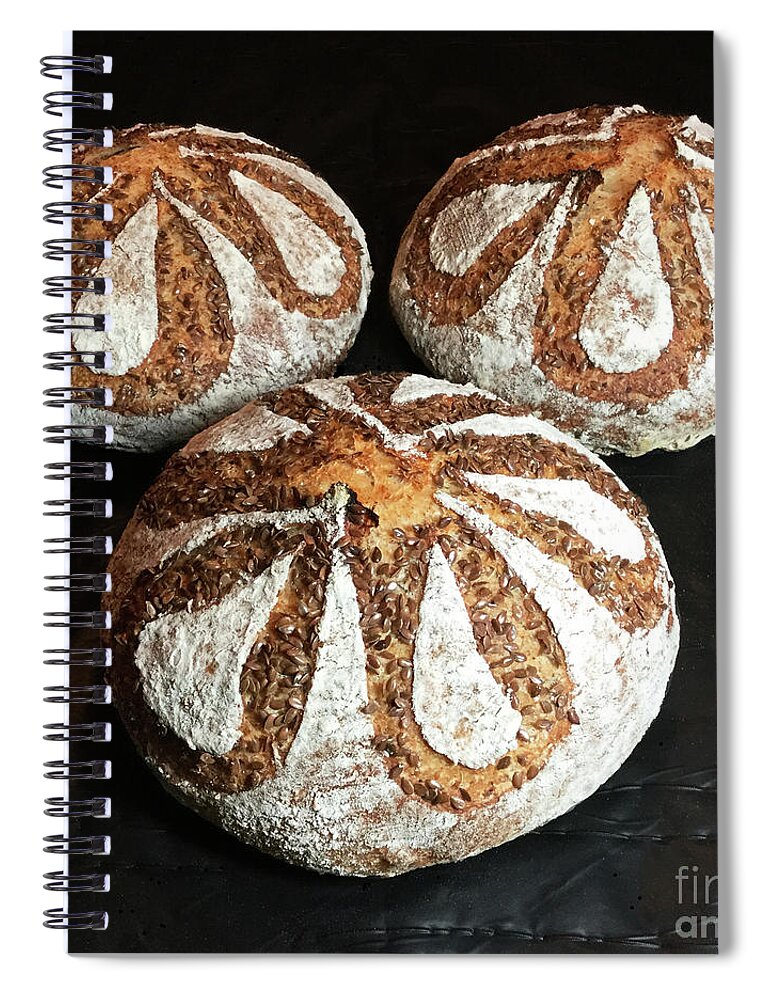 Bread Spiral Notebook featuring the photograph Honey Flax Sourdough Trio by Amy E Fraser