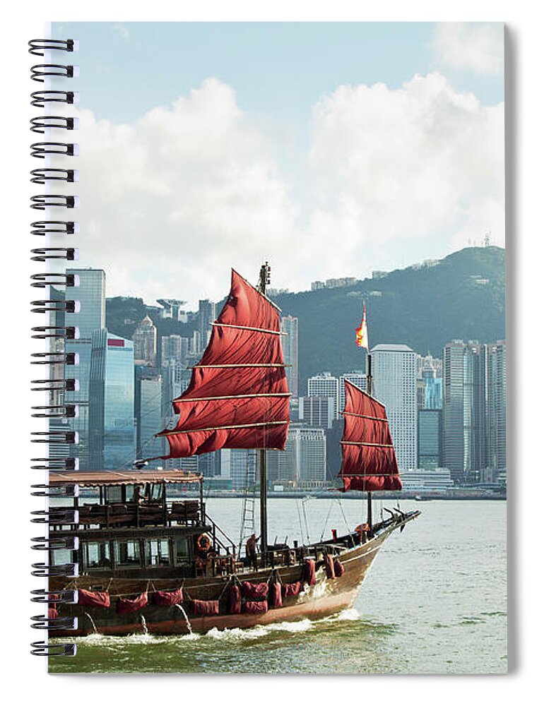 Chinese Culture Spiral Notebook featuring the photograph Hong Kongs Traditional Sailing Junk by Yuenwu