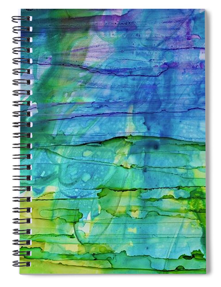 Abstract Spiral Notebook featuring the painting Horizontal Sea of Wonder by Christine Chin-Fook