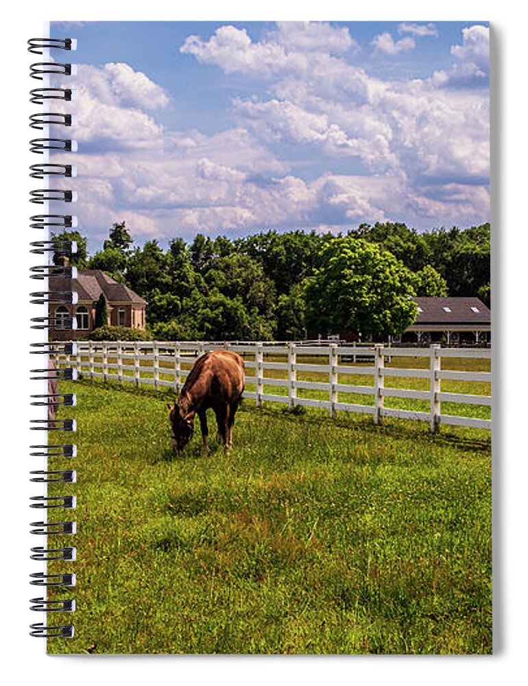 Atsion Spiral Notebook featuring the photograph Horse Farm by Louis Dallara