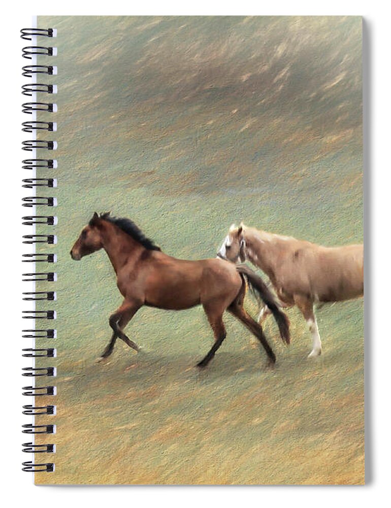 Horses Spiral Notebook featuring the digital art Horse Trail by Bonnie Willis