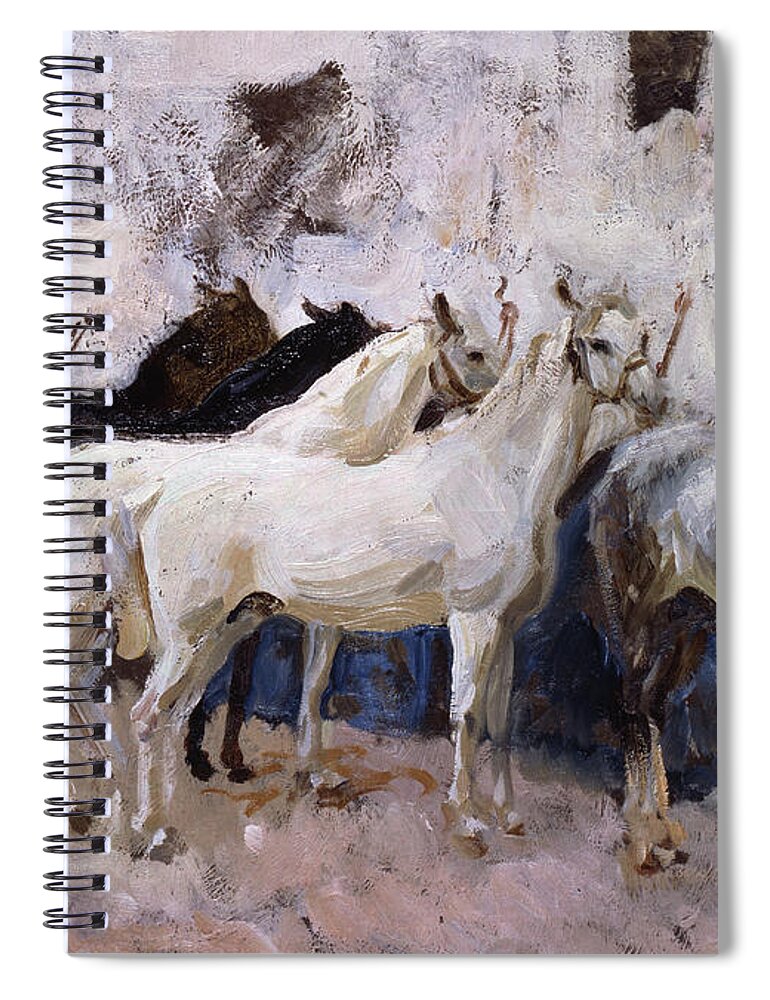Horses At Palma Spiral Notebook featuring the painting Horses at Palma, Majorca, Spain, 1908 by John Singer Sargent