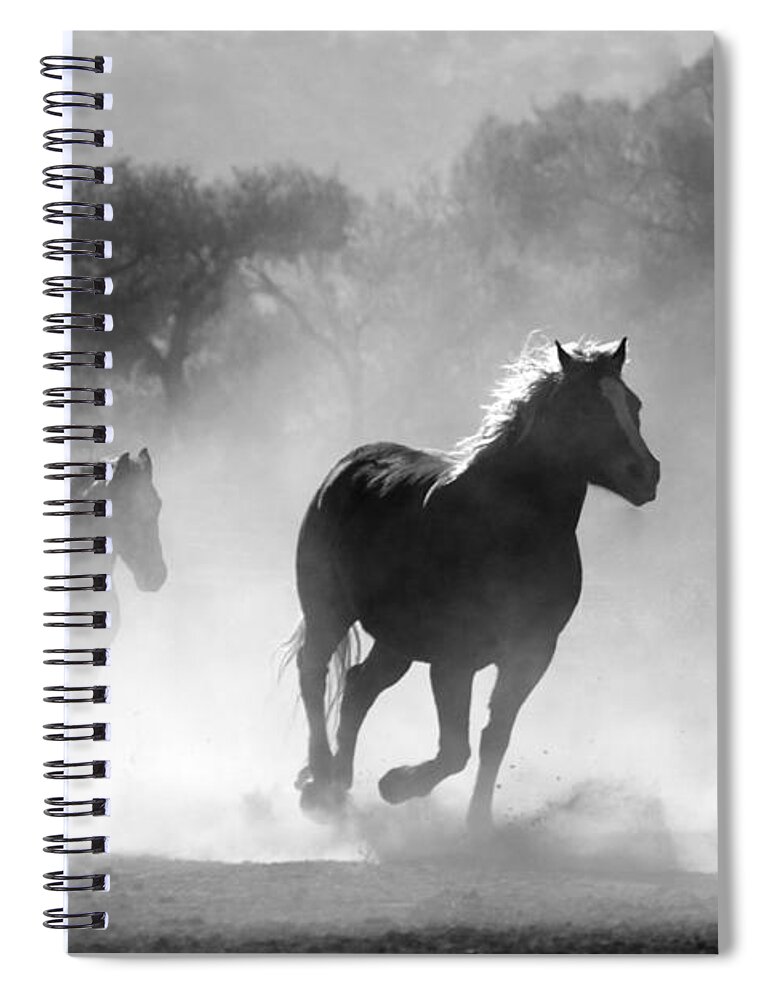 Photo Spiral Notebook featuring the photograph Horses on the run by Top Wallpapers