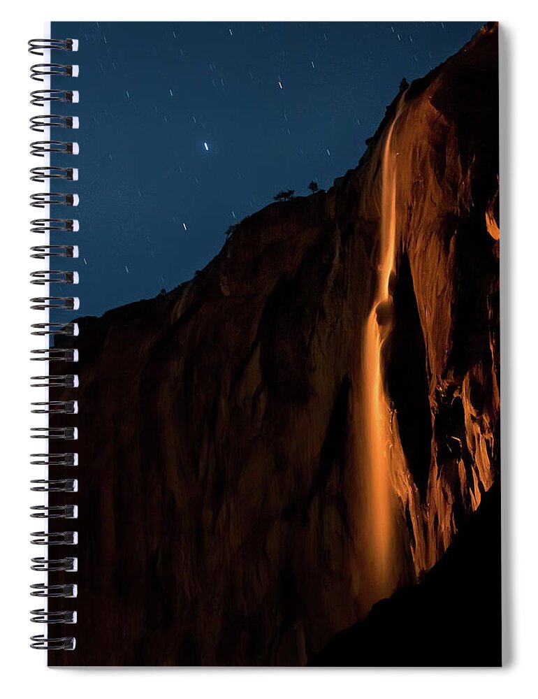 California Spiral Notebook featuring the photograph Horsetail Firefalls By Moonlight by Aaron Meyers