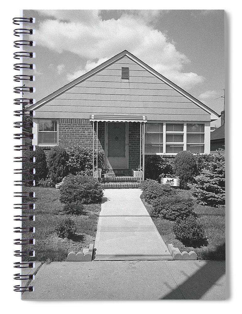 Suburb Spiral Notebook featuring the photograph House In Suburban Area, B&w by George Marks