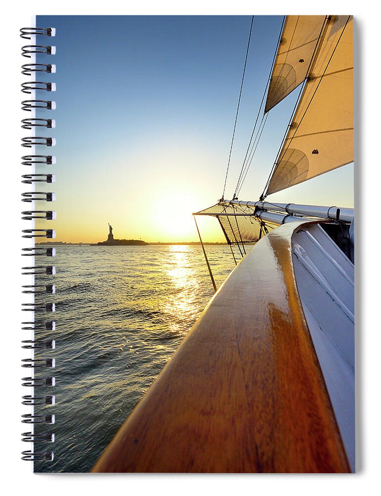Estock Spiral Notebook featuring the digital art Hudson River & Statue Of Liberty by Francesco Carovillano