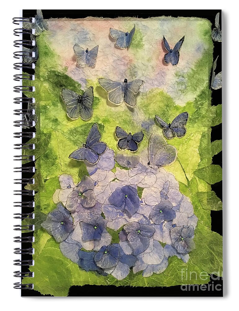 Butterflies Spiral Notebook featuring the painting Hydrangea or Butterflies, You Decide 3D by Conni Schaftenaar