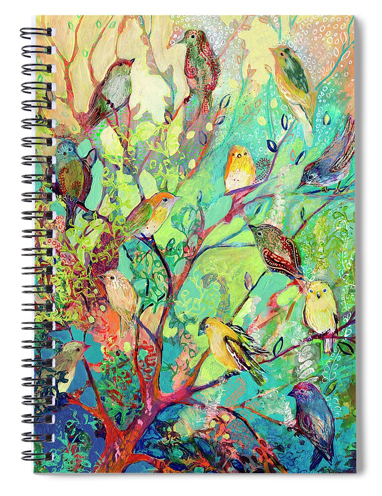 Bird Spiral Notebook featuring the painting I Am the Place of Refuge by Jennifer Lommers