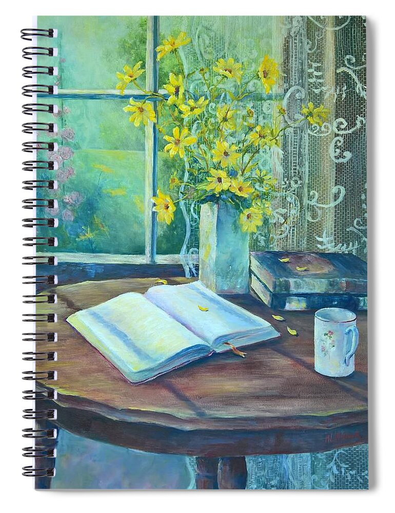 Bible Spiral Notebook featuring the painting I Start My Day by ML McCormick
