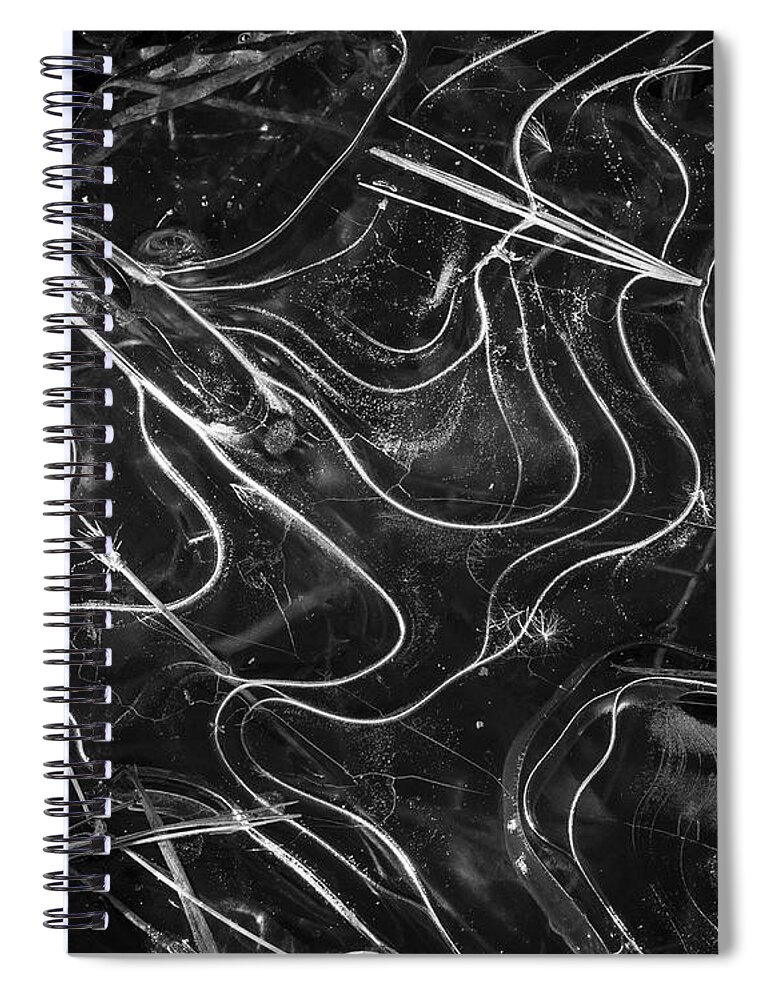 Ice Spiral Notebook featuring the photograph Ice Abstraction III BW by David Gordon