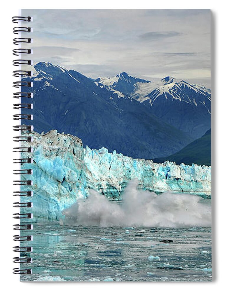 Glacier Spiral Notebook featuring the photograph Iceberg Splash Hubbard Glacier by Marilyn MacCrakin
