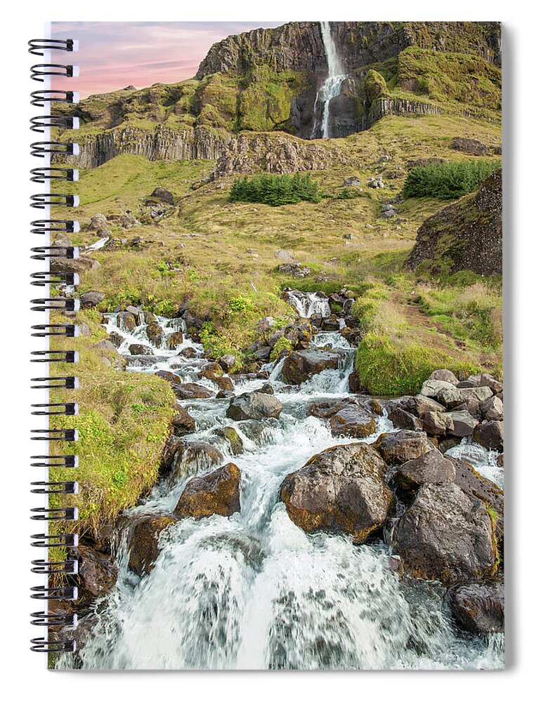 Iceland Spiral Notebook featuring the photograph Iceland Waterfall by David Letts