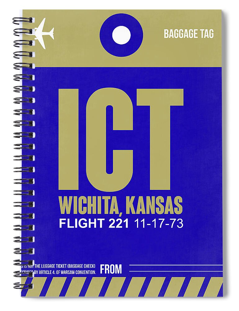 Vacation Spiral Notebook featuring the digital art ICT Wichita Luggage Tag II by Naxart Studio